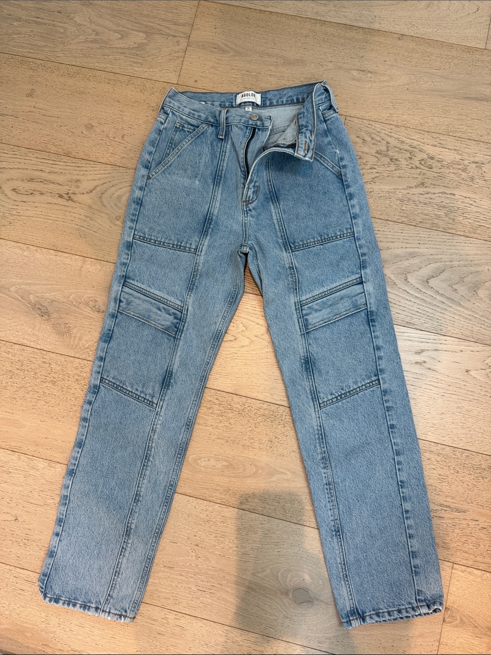 Agolde Light Blue Men's Straight Jeans with Knee Panel Detailing